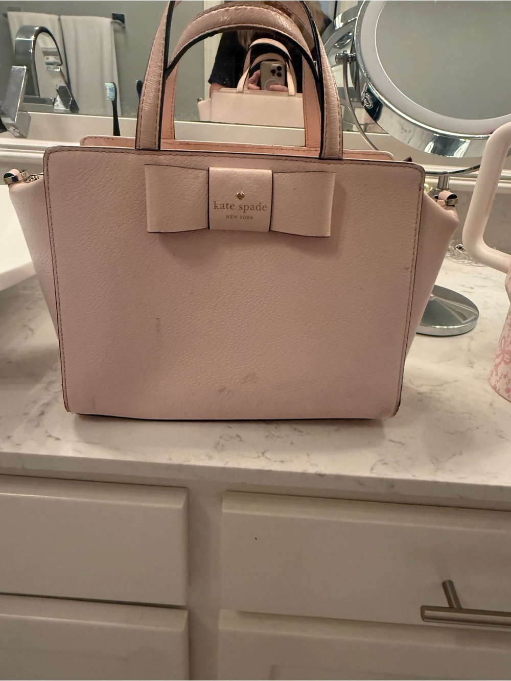 kate spade blush pink bow satchel